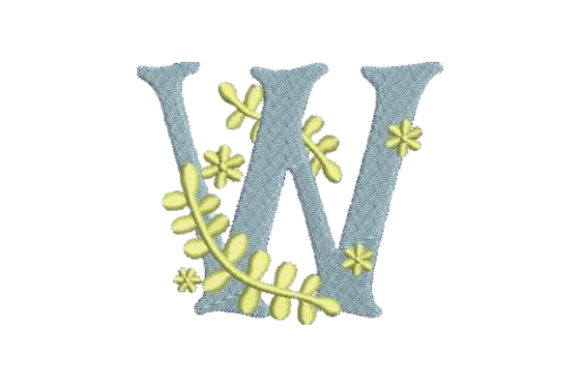 Floral Alphabet W: A Beautiful Embroidery Design