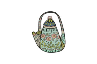 Floral TeaPot: A Delightful Embroidery Design