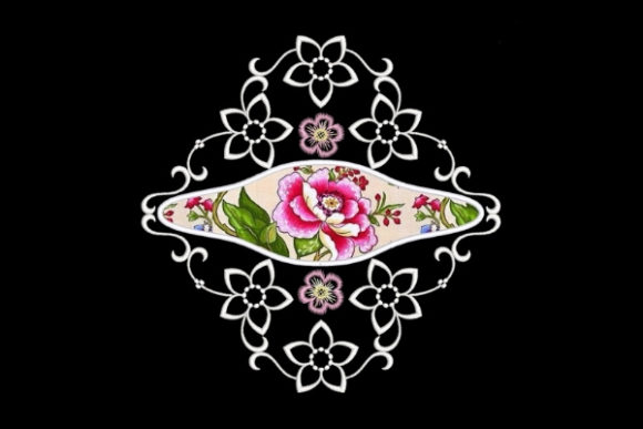 Pink Floral Satin Applique Quilt Block