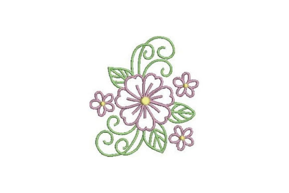 Purple Outline Flower Embroidery