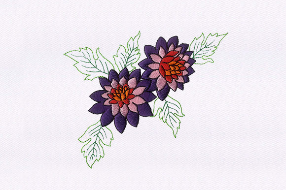 Purple Pink Floral Embroidery Design