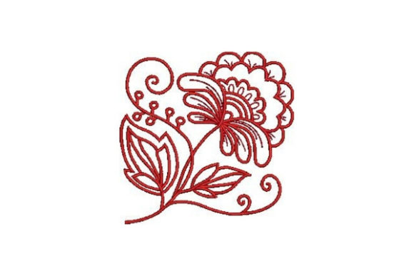 Redwork Flower Embroidery Design